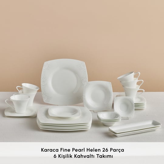 Karaca Fine Pearl Helen 26 Parça 6 Kişilik Kahvaltı Takımı