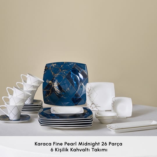 Karaca Fine Pearl Midnight 26 Parça 6 Kişilik Kahvaltı Takımı
