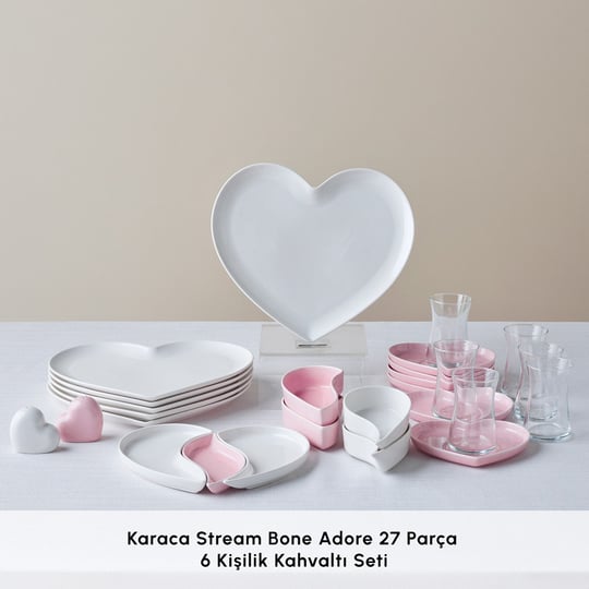 Karaca Forever Bone Adore 27 Parça 6 Kişilik Kahvaltı Takımı