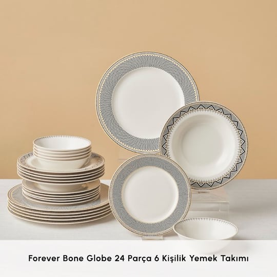 Karaca Forever Bone Globe 24 Parça 6 Kişilik Yemek Takımı