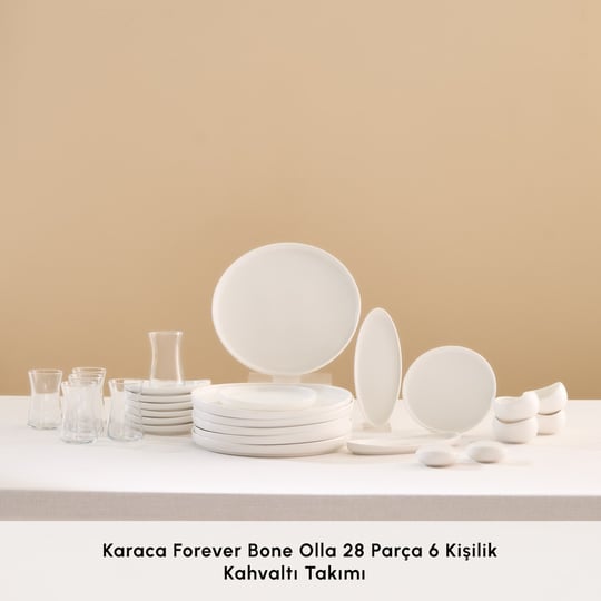 Karaca Forever Bone Olla 28 Parça 6 Kişilik Kahvaltı Takımı