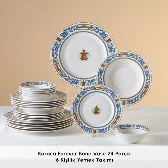 Karaca Forever Bone Vase 24 Parça 6 Kişilik Yemek Takımı
