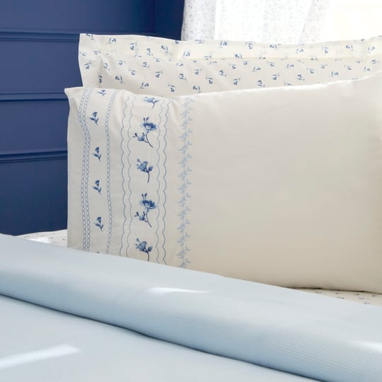 Karaca Home Blossy %100 Pamuk Nish Set Çift Kişilik Pike Takımı Mavi