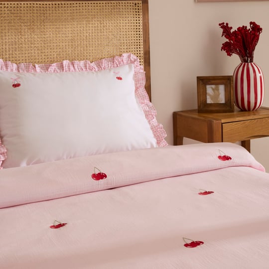 Karaca Home Cherry Grove Çift Kişilik Nakışlı %100 Pamuk Müslin Pike Takımı Pembe