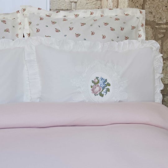 Karaca Home Fayette Çift Kişilik Nakışlı Nish Set Pudra