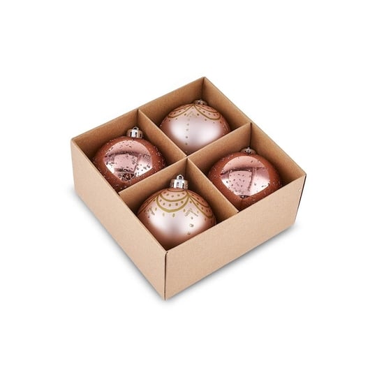 Karaca Home Karaca 4lü Set Top Ağaç Süsü Pembe ve Pembe Mat 8 cm