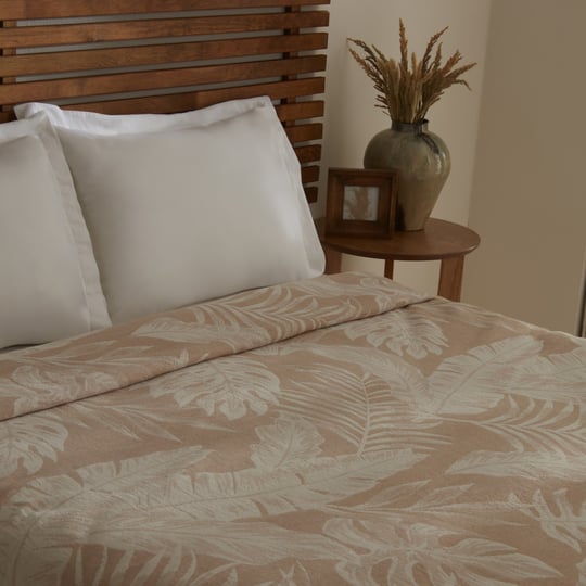 Karaca Home Leafy Sea Müslin Çift Kişilik Tek Pike Bej