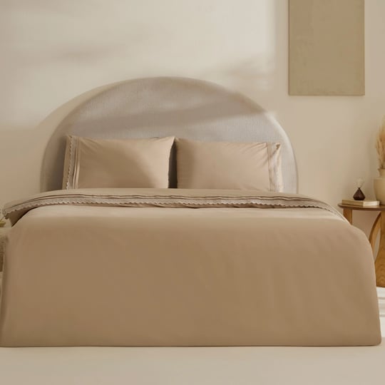 Karaca Home Lenmor %100 Pamuk Çift Kişilik Nevresim Takımı Bej