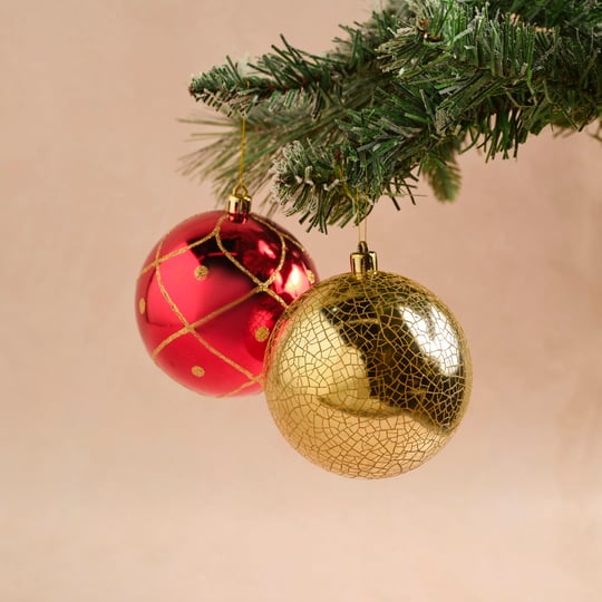 Karaca Home New Year 4lü Ağaç Süsü Kırmızı Gold