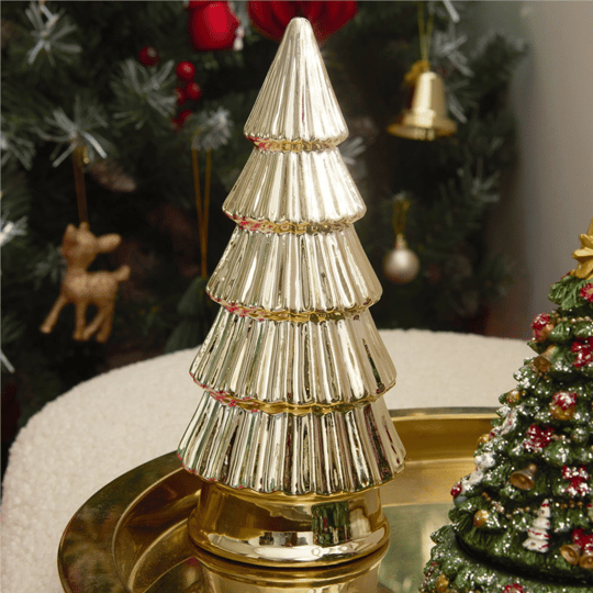 Karaca Home New Year Yılbaşı Christmas Tree Dekoratif Obje Gold 7,8 x 7,8 x 16,5 cm