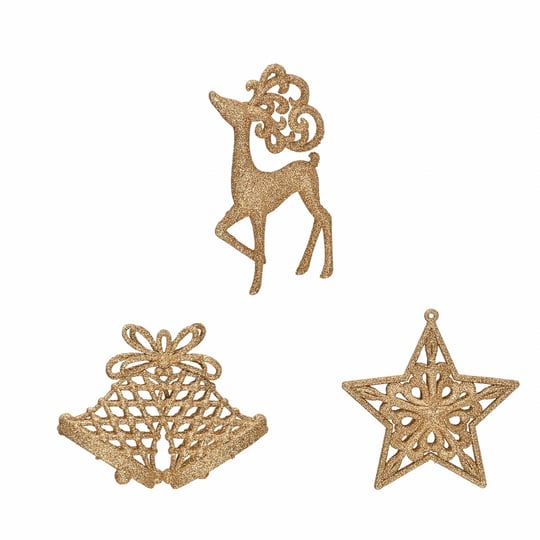 Karaca Home New Year Yılbaşı Glitter 3 Parça Ağaç Süsü Seti