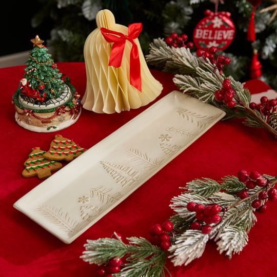 Karaca Home New Year Yılbaşı Trees Dekoratif Tabak 37,4 x 11,7 x 2,4 cm