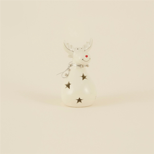 Karaca Home New Year Yılbaşı Yıldız Yansımalı Ledli Geyik Dekoratif Obe 7x7x13 cm