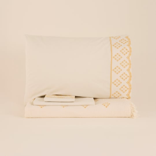 Karaca Home Nobile Brodeli Muslin Çift Kişilik Pike Takımı Sarı