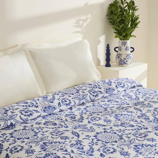 Karaca Home Sven %100 Pamuk Çift Kişilik Tek Pike Mavi
