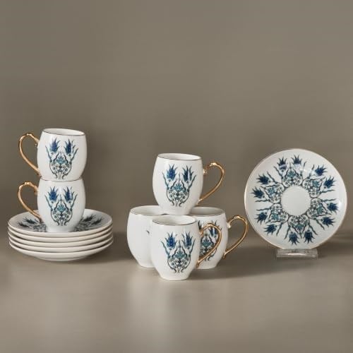 Karaca Iznik 6 Kişilik Kahve Fincanı - Seçenekler: 6 Kişilik, 2 Kişilik, 2 Kişilik 6lı paket