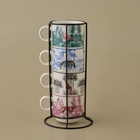 Karaca Jungle 5 Parça Standlı Çay Fincanı Seti 160 ml