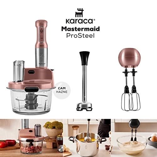 Karaca Mastermaid Prosteel 2500W 6 Bıçaklı Uzun Blender Ayaklı Cam Mutfak Robotu, Rosegold