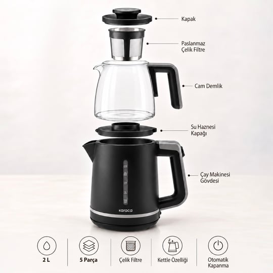 Karaca Maxi Tea XL Çay Makinesi Space Gray