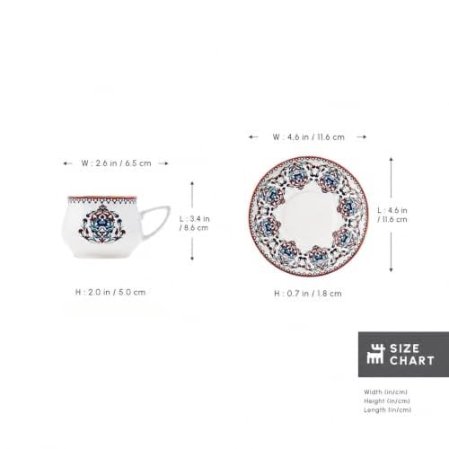 Karaca Nakkaş 6 Kişilik Kahve Fincanı Takımı 100 ml - Seçenekler: Small, Medium, Large, Bali Kahve Fincanı...