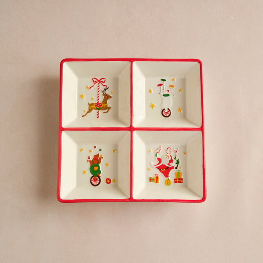 Karaca New Year Yılbaşı Carousel 4 Bölmeli Çerezlik 19,5 cm