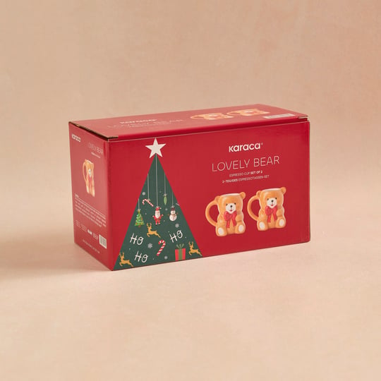 Karaca New Year Yılbaşı Lovely Bear 2 Kişilik Kahve Fincan Takımı 110 ml