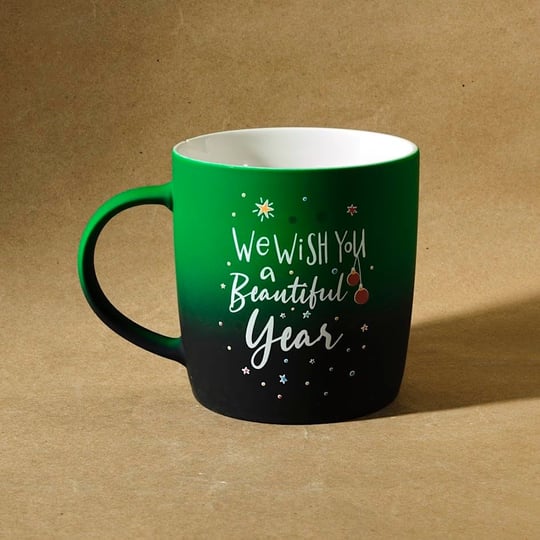 Karaca New Year Yılbaşı Yeşil 350 ml Soft Touch Kupa