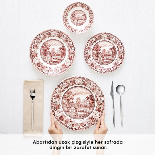 Karaca Old Town 24 Parça 6 Kişilik Yemek Takımı Bordo