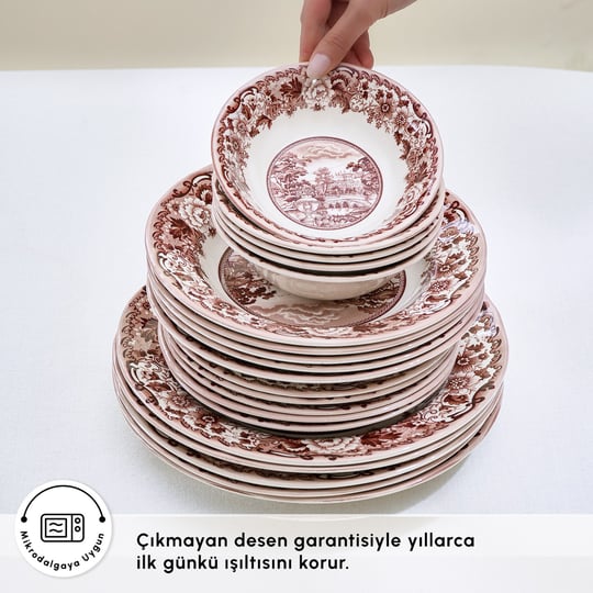 Karaca Old Town 24 Parça 6 Kişilik Yemek Takımı Bordo