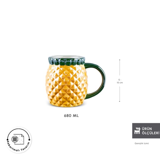 Karaca Pineapple Lüsterli 680 ml Mug