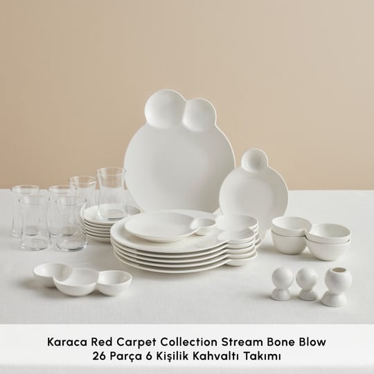 Karaca Red Carpet Collection Stream Bone Blow 26 Parça 6 Kişilik Kahvaltı Takımı