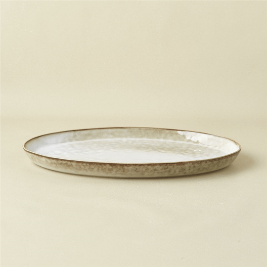 Karaca Rixton Bej Reaktif Kayık Tabak 35,5 cm