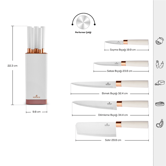Karaca Skycut 6 Parça Standlı Satırlı Bıçak Seti