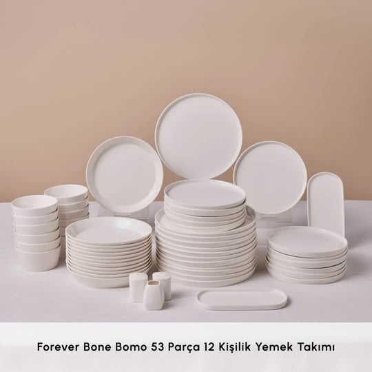 Karaca Stream Bone Bomo 53 Parça 12 Kişilik Yemek Takımı