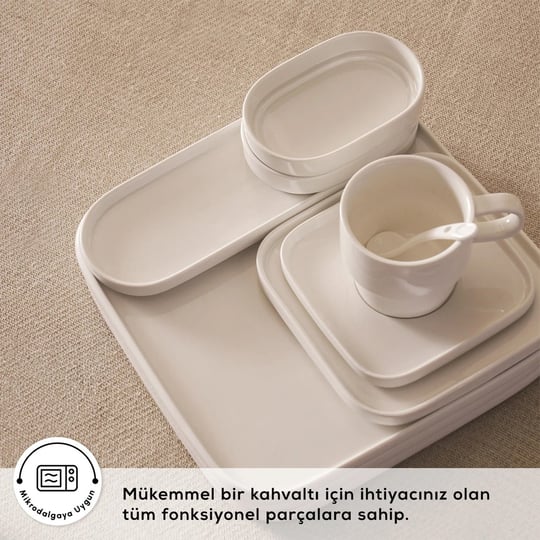 Karaca Stream Bone Cubique 35 Parça 6 Kişilik Kahvaltı Takımı