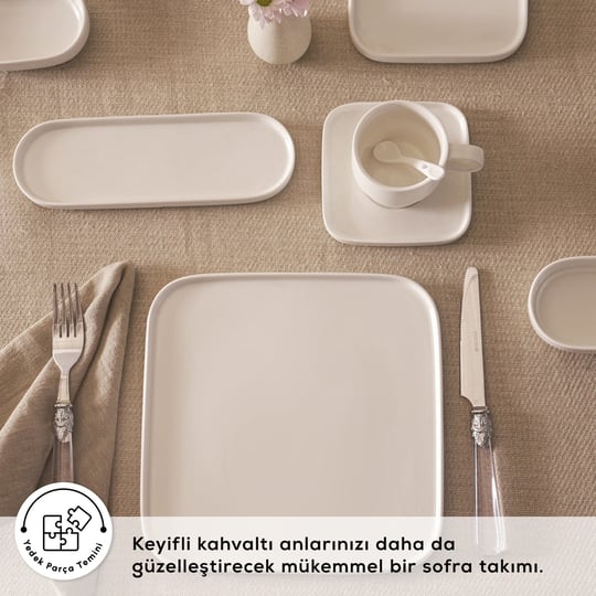 Karaca Stream Bone Cubique 35 Parça 6 Kişilik Kahvaltı Takımı