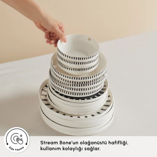 Karaca Stream Bone Kore Plus 24 Parça 6 Kişilik Yemek Takımı