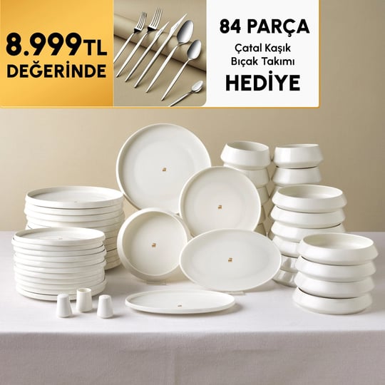 Karaca Stream Bone Lunaris Gold Logo 53 Parça 12 Kişilik Yemek Takımı