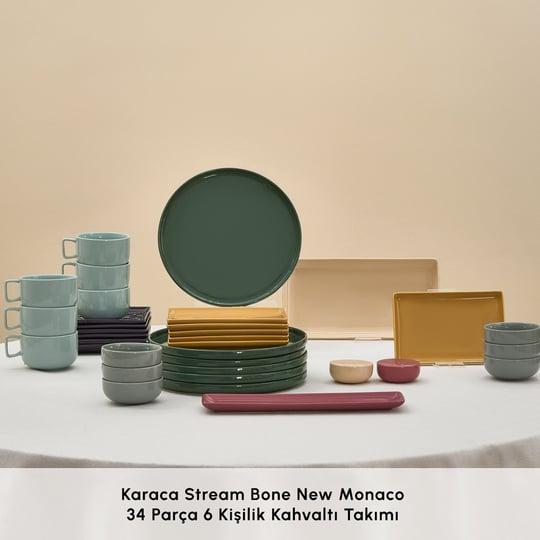 Karaca Stream Bone Monaco 34 Parça 6 Kişilik Kahvaltı Takımı