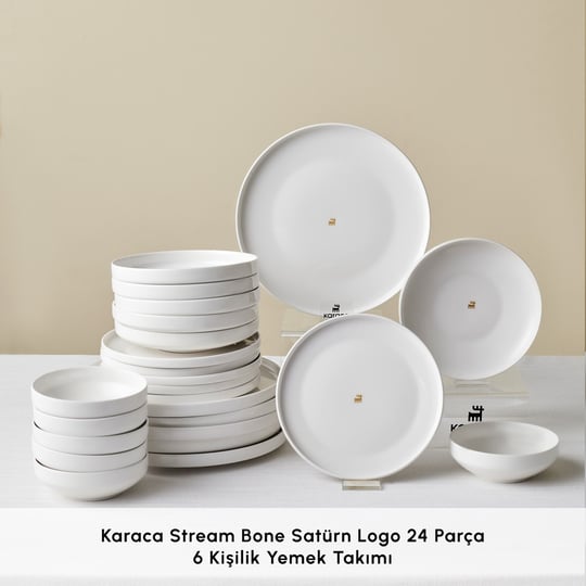 Karaca Stream Bone Saturn Logo 24 Parça 6 Kişilik Yemek Takımı