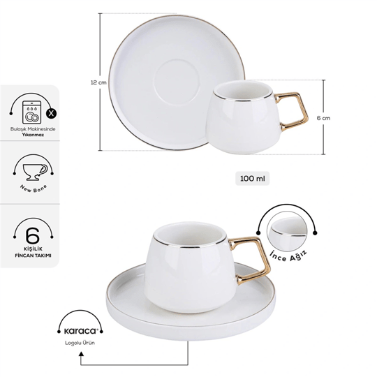 Karaca Streamline Saturn 6 Kişilik Kahve Fincan Takımı 100 ml