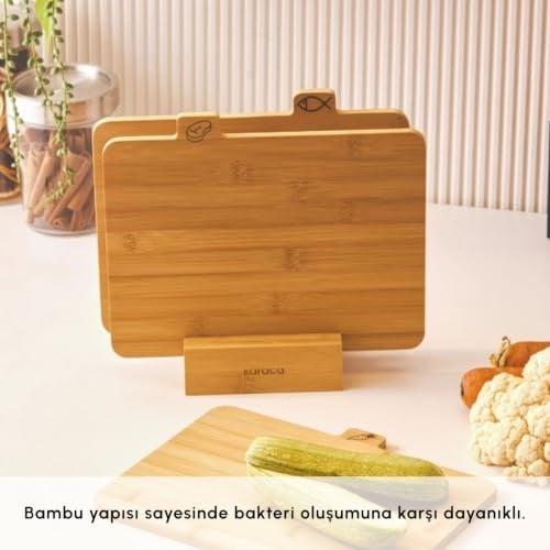 Karaca Triple 4 Parça Ayaklı Bambu Kesme Tahtası Seti
