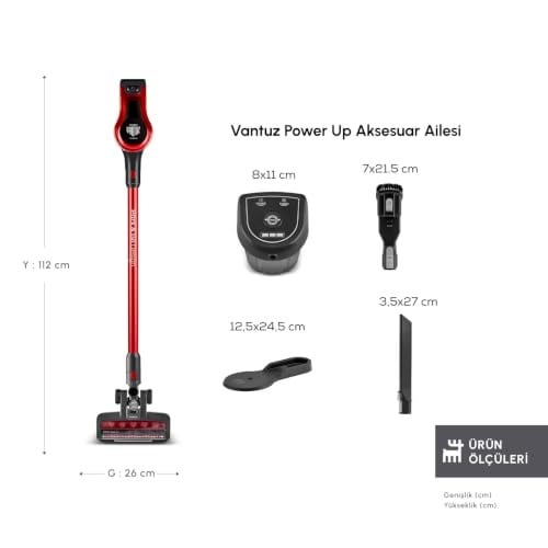 Karaca Vantuz Power Up Dikey Süpürge Imperial Red