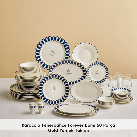 Karaca x Beşiktaş Lisanslı Forever Bone 60 Parça 8 Kişilik Yemek Takımı Platin