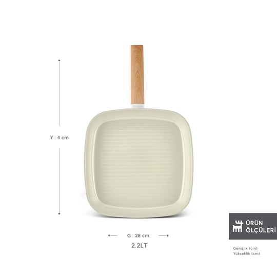 Karaca x Refika Swiss Crystal Almond Cream İndüksiyon Tabanlı 28 cm Grill Tava