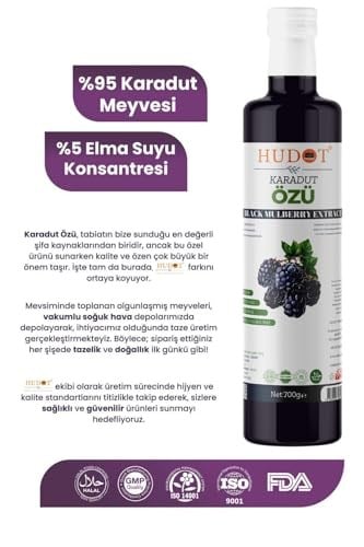 Karadut Özü HUDOT® Premium Gurme –%100 Doğal, Koruyucu & Şeker İlavesiz – 700 g (Cam Şişe) – Doğadan Sofraya Lezzet