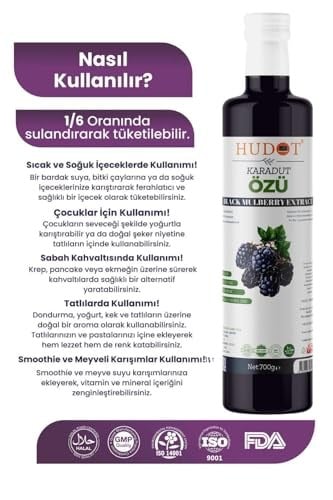 Karadut Özü HUDOT® Premium Gurme –%100 Doğal, Koruyucu & Şeker İlavesiz – 700 g (Cam Şişe) – Doğadan Sofraya Lezzet