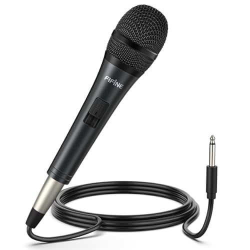 Karaoke Mikrofonu, Hoparlör için Fifine Dinamik Vokal Mikrofon, Açık ve Kapalı Anahtarlı Kablolu El Mikrofonu ve 14,2 m Çıkarılabilir Kablo-K6
