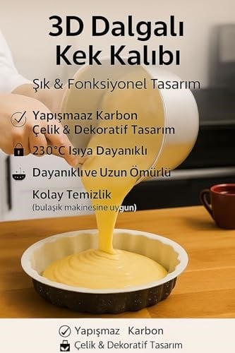 Karbon Çelik 30 cm Yuvarlak Dilimli Tart Turta Kek Kalıbı mt211