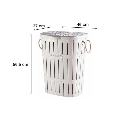 Kastamonu Plastik Bambu Halatlı Kirli Çamaşır Sepeti 65 L-BEYAZ